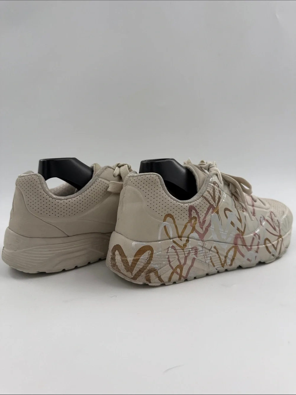 Skechers x JGoldcrown Uno Lite Metallic Love Sneakers Gold Silver Women's Size 5